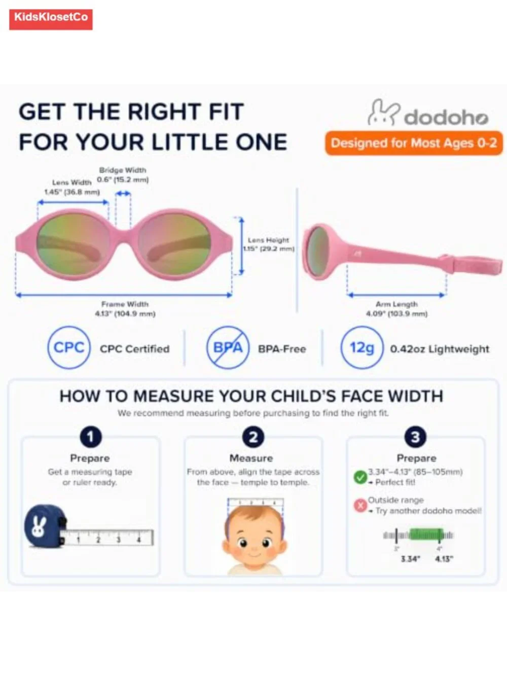 Polarized Baby Toddler Sunglasses UV400 Adjustable Strap Flexible TPEE Frame